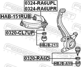 Febest HAB-151RUB Bushing, Front Upper Control Arm