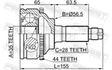 Febest 0510-MPVLW3A44 Outer CV Joint 35X56.5X28