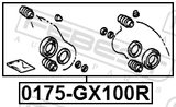 Febest 0175-GX100R Rear Brake Caliper Repair Kit (Set For Two Sides)