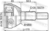 Febest 1810-ANT Outer CV Joint 34X55X30