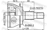 Febest 1610-245 Outer CV Joint 27X60.2X25