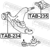 Febest TAB-235 Rear Bushing Without Bracket, Front Control Arm (Hydro)