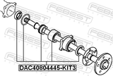 Febest DAC40804445-KIT3 Rear Wheel Bearing Repair Kit 40X80X44X45