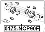 Febest 0175-NCP90F Front Brake Caliper Repair Kit (Set For Two Sides)