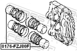Febest 0176-FZJ80F Front Caliper Piston D45.4