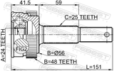 Febest 0210-J10RA48 Outer CV Joint Rear 24X56X25