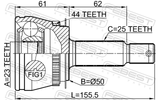 Febest 1210-LANA44 Outer CV Joint 23X50X25