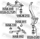 Febest HAB-190 Bushing, Front Lower Control Arm