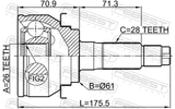 Febest 2110-TKE Outer CV Joint 26X61X28