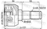 Febest 2211-MQ4R Rear Inner CV Joint 20X35X25