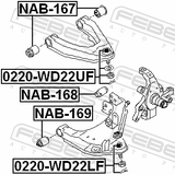 Febest NAB-167 Bushing, Front Upper Control Arm
