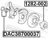 Febest DAC38700037 Front Wheel Bearing 38X70X37