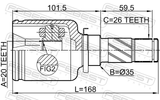 Febest 0511-DY3WATLH Inner CV Joint Left 20X35X26