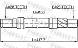 Febest 0512-CX7RH Axle Half Shaft Right 28X437.6X28