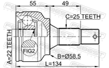 Febest 2510-30716 Outer CV Joint 22X58.5X25