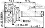 Febest 0510-039A44 Outer CV Joint 23X56X28