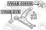 Febest VWAB-009XM Rear Bushing Without Bracket, Front Control Arm