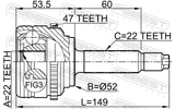 Febest 1110-007A47 Outer CV Joint 22X52X22