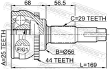 Febest 0210-069A44 Outer CV Joint 25X56X29