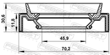 Febest 95JAS-47701232C Half Shaft Oil Seal 45.9X70.2X11.8X30.6