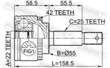 Febest 0210-N16A42 Outer CV Joint 22X55X25