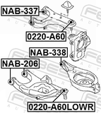 Febest NAB-337 Bushing, Rear Upper Control Arm