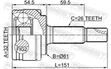 Febest 0110-ZGX10 Outer CV Joint 32X61X26