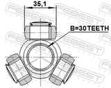 Febest 1216-ELN19 Tripod Joint 30X35.1