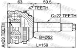 Febest 1110-006A47 Outer CV Joint 29X52X22