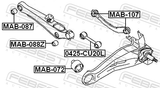 Febest MAB-088Z Floating Bushing, Rear Transversal Rod