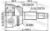 Febest 0110-MHU38A48 Outer CV Joint 34X61X30