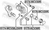 Febest 0175-ACV36R Rear Brake Caliper Repair Kit (Set For Two Sides)