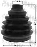 Febest 2917P-RRIIIR Boot Outer CV Joint Kit Pvc 103.8X117.5X33.9
