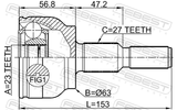 Febest 2110-CDH Outer CV Joint 23X63X27