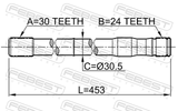 Febest 0112-LC80RH Axle Half Shaft Right 30X453X24