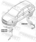 Febest 23603-009 Level Sensor, Front Left (With Bracket, With Link)