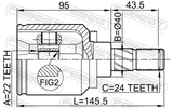 Febest 0211-N16 Inner CV Joint 22X40X24
