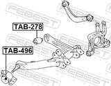 Febest TAB-496 Bushing, Rear Lower Control Arm