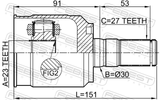 Febest 2211-SOULB2 Inner CV Joint 23X40X27