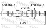 Febest 1212-CM10AT4WD Axle Half Shaft Right 28X430X28
