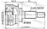 Febest 0710-AZG413 Outer CV Joint 28X49X25