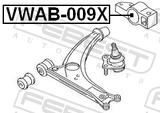 Febest VWAB-009X Rear Bushing Without Bracket, Front Control Arm