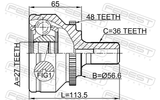 Febest 2710-V70A48 Outer CV Joint 27X57X36