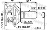Febest 0310-CF4A50 Outer CV Joint 30X60X26