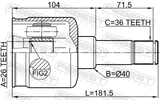 Febest 2111-FY36LH Inner CV Joint Left 26X40X36