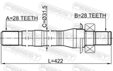 Febest 2212-SORXM Axle Half Shaft Right 28X420X28