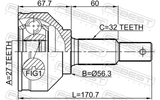Febest 0210-J32 Outer CV Joint 27X56.3X32