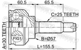 Febest 0410-CS3A Outer CV Joint 30X57X25