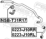 Febest 0223-J10RR Rear Right Stabilizer Link / Sway Bar Link