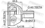 Febest 2910-FLIIF Outer CV Joint 27X57.3X40